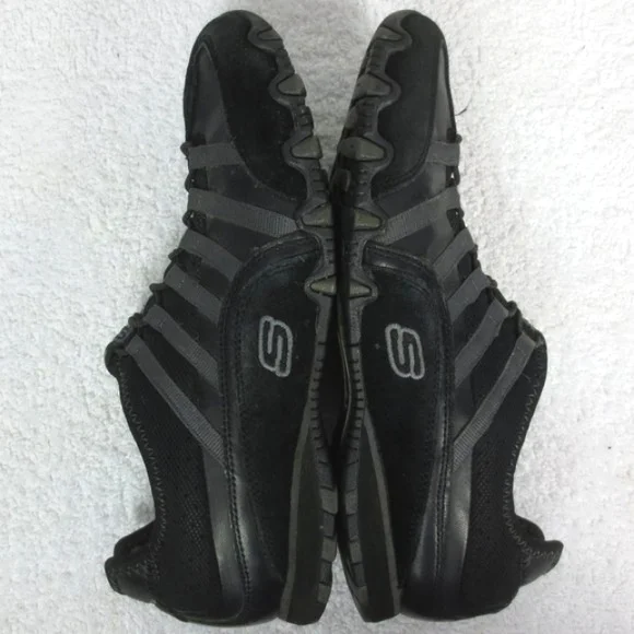 Skechers Shoes Black Striped Leather Textile Slip-ins Casual Sneakers Size 8.5 - Picture 5 of 10